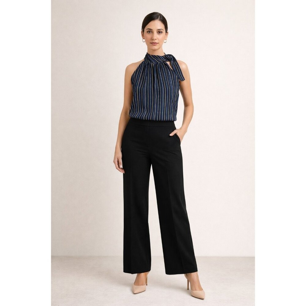 Banana Republic‎ Halter Top M Blue Chain Striped Sleeveless Blouse